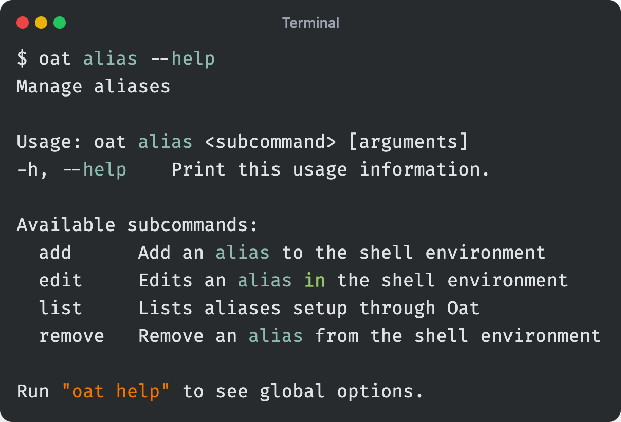 Update aliases with Oat CLI